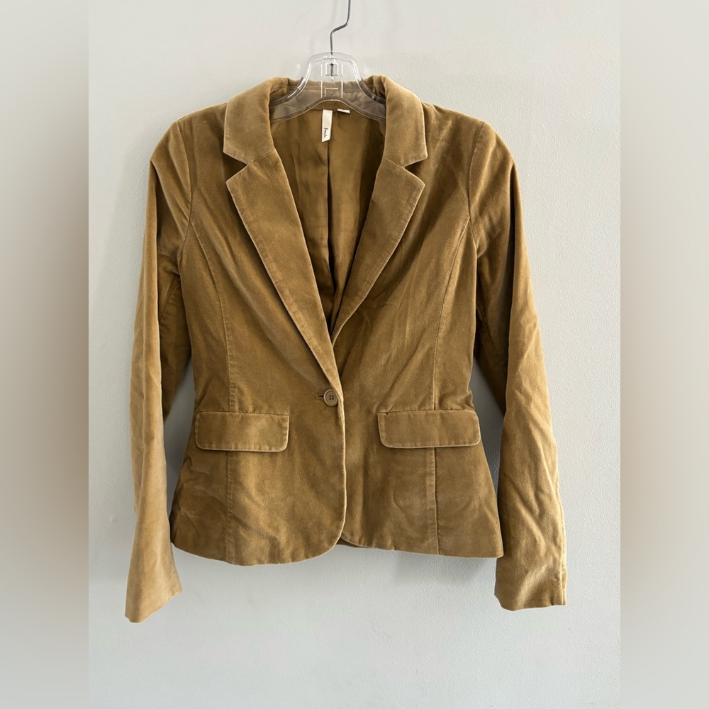 Frenchi Olive-Tan Velvet Blazer Jacket
